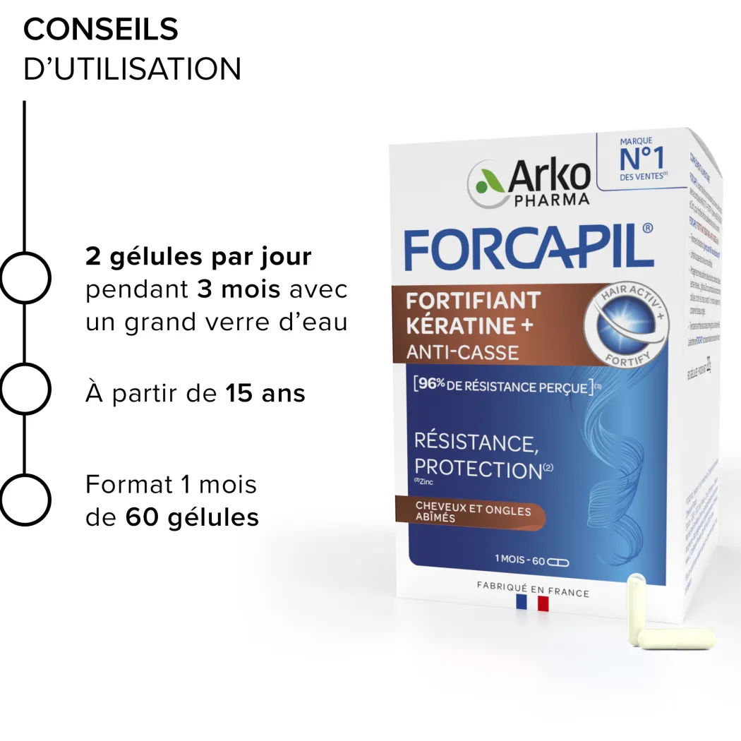 Forcapil® Fortifiant Kératine+ - Programme 3 mois