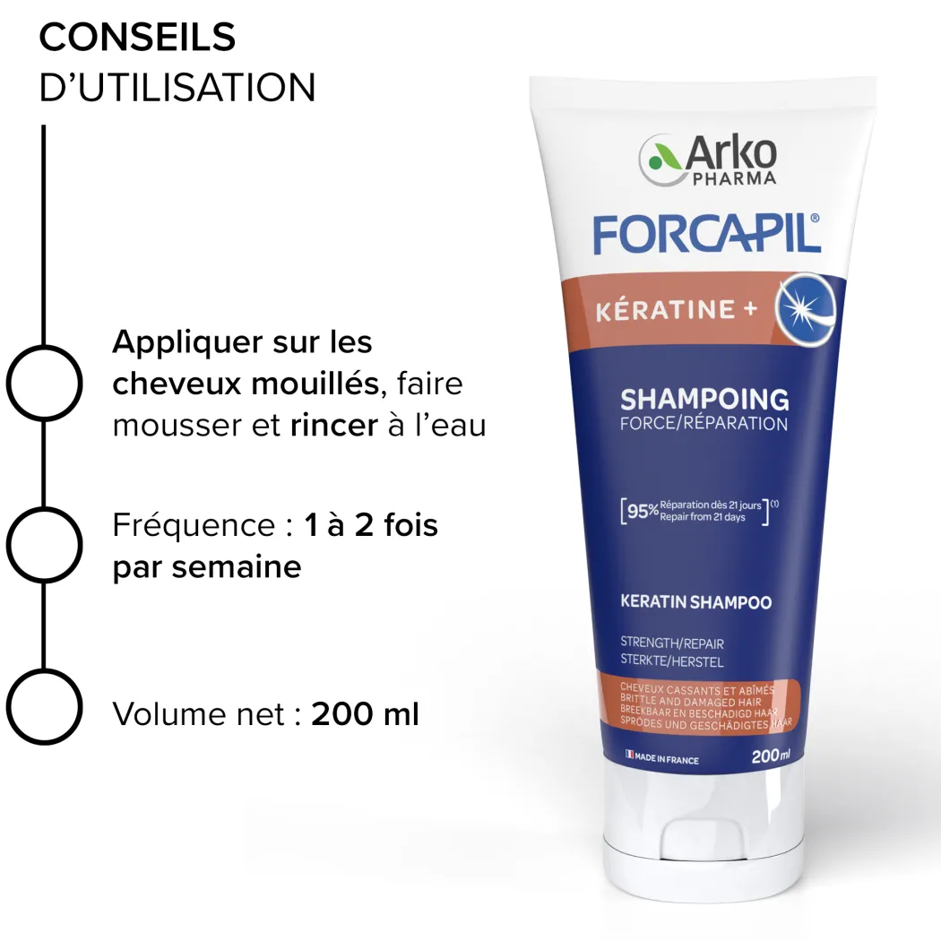 Forcapil® Shampoing Fortifiant Kératine +